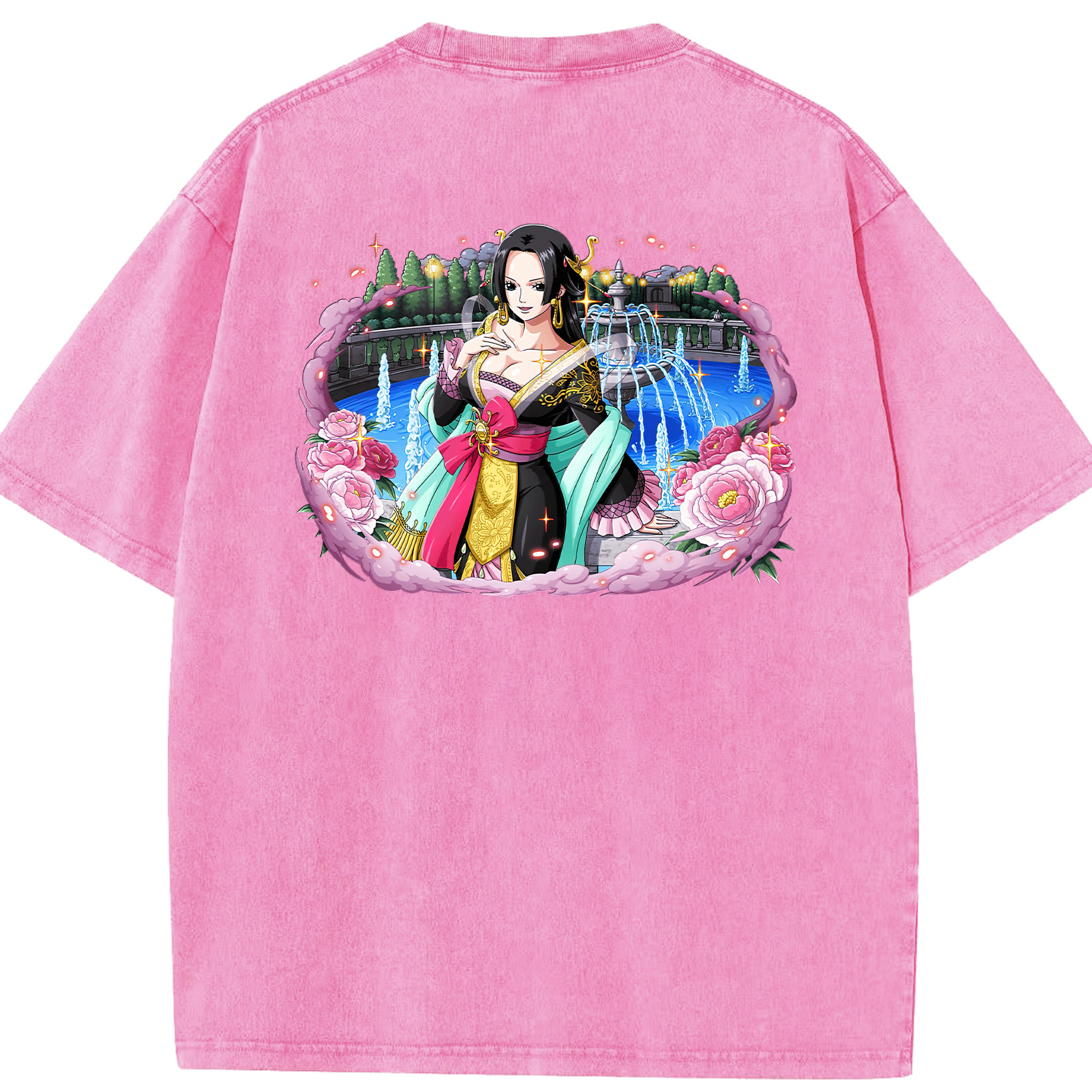 ワンピース ボア・ハンコック ONE PIECE Boa·Hancock 綿100% ヴィンテージ風 半袖Tシャツ（背面プリント）